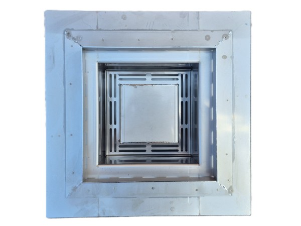 Talni sifon inox ZA VGRADNJO KERAMIKE, dimenzij 200mm x 200mm x 191mm Ø110mm vertikalno POHODEN s PRIROBNICO za HIDROIZOLACIJO