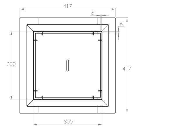 Talni sifon inox ZA VGRADNJO KERAMIKE, dimenzij 300mm x 300mm x 257mm Ø110mm horizontal POHODEN s PRIROBNICO za HIDROIZOLACIJO