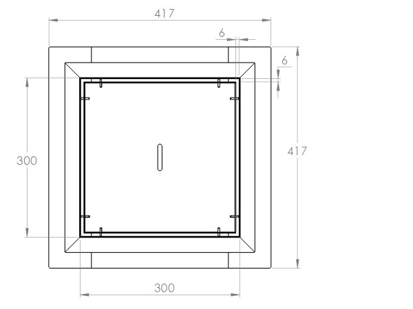 Talni sifon inox ZA VGRADNJO KERAMIKE, dimenzij 300mm x 300mm x 191mm Ø110mm vertikalno POHODEN s PRIROBNICO za HIDROIZOLACIJO