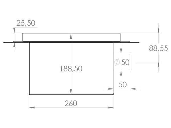 Talni sifon inox ZA VGRADNJO KERAMIKE, dimenzij 300mm x 300mm x 188mm Ø50mm horizontalno POHODEN s PRIROBNICO za HIDROIZOLACIJO
