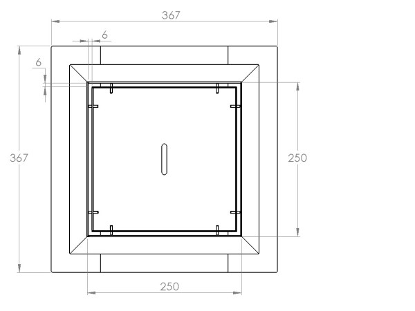 Talni sifon inox ZA VGRADNJO KERAMIKE, dimenzij 250mm x 250mm x 176mm Ø50mm vertikalno POHODEN s PRIROBNICO za HIDROIZOLACIJO