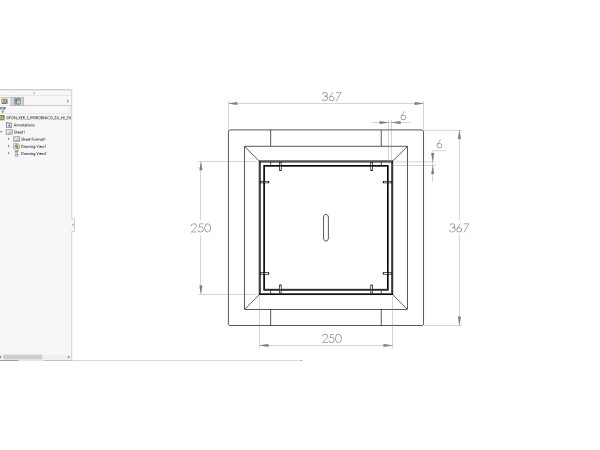 Talni sifon inox ZA VGRADNJO KERAMIKE, dimenzij 250mm x 250mm x 213mm Ø75mm horizontal POHODEN s PRIROBNICO za HIDROIZOLACIJO