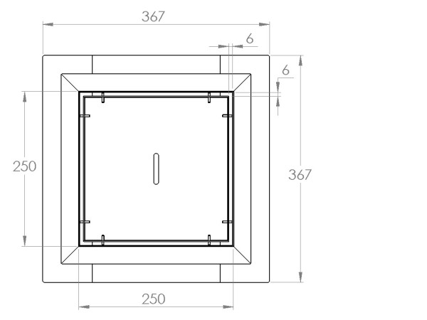 Talni sifon inox ZA VGRADNJO KERAMIKE, dimenzij 250mm x 250mm x 176mm Ø75mm vertikalno POHODEN s PRIROBNICO za HIDROIZOLACIJO