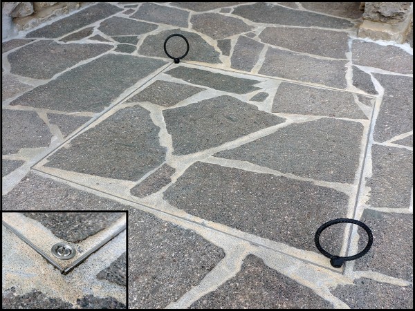 CHIUSINO A RIEMPIMENTO DELL'OLIO - PORTA PAVIMENTO - VERSIONE IN ACCIAIO INOX 30 x 30 x 10cm