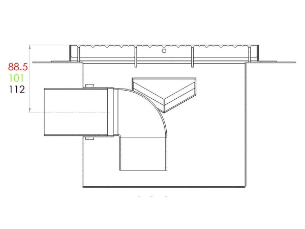 Inox podolgovat talni odtok s koritom na rego-režo in čistilnim revizijskim sifonom dim: 25 x 2000 mm