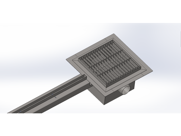 Inox podolgovat talni odtok s koritom na rego-režo in čistilnim revizijskim sifonom dim: 25 x 2000 mm