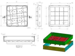 Pokrov za polnjenje z ojačanim dnom in jekleno armaturo brez oljnega roba DIM: 1200 X 1200 X 120mm INOX