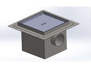 Talni sifon inox ZA VGRADNJO KERAMIKE, dimenzij 300mm x 300mm x 257mm Ø110mm horizontal POHODEN s PRIROBNICO za HIDROIZOLACIJO