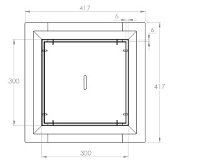Talni sifon inox ZA VGRADNJO KERAMIKE, dimenzij 300mm x 300mm x 257mm Ø110mm horizontal POHODEN s PRIROBNICO za HIDROIZOLACIJO