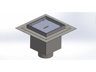 Talni sifon inox ZA VGRADNJO KERAMIKE, dimenzij 200mm x 200mm x 191mm Ø110mm vertikalno POHODEN s PRIROBNICO za HIDROIZOLACIJO