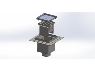 Talni sifon inox ZA VGRADNJO KERAMIKE, dimenzij 200mm x 200mm x 191mm Ø110mm vertikalno POHODEN s PRIROBNICO za HIDROIZOLACIJO