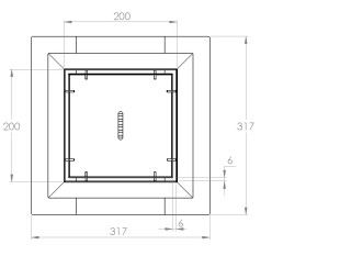 Talni sifon inox ZA VGRADNJO KERAMIKE, dimenzij 200mm x 200mm x 191mm Ø110mm vertikalno POHODEN s PRIROBNICO za HIDROIZOLACIJO
