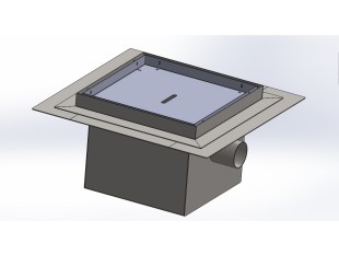 Talni sifon inox ZA VGRADNJO KERAMIKE, dimenzij 250mm x 250mm x 188mm Ø50mm horizontalno POHODEN s PRIROBNICO za HIDROIZOLACIJO