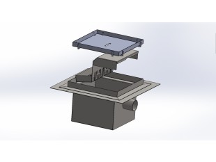 Talni sifon inox ZA VGRADNJO KERAMIKE, dimenzij 250mm x 250mm x 188mm Ø50mm horizontalno POHODEN s PRIROBNICO za HIDROIZOLACIJO