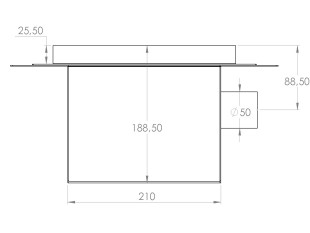 Talni sifon inox ZA VGRADNJO KERAMIKE, dimenzij 250mm x 250mm x 188mm Ø50mm horizontalno POHODEN s PRIROBNICO za HIDROIZOLACIJO