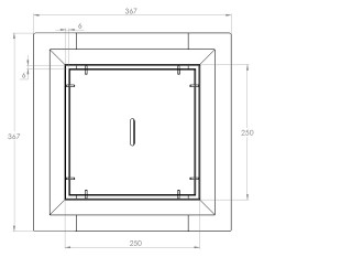 Talni sifon inox ZA VGRADNJO KERAMIKE, dimenzij 250mm x 250mm x 188mm Ø50mm horizontalno POHODEN s PRIROBNICO za HIDROIZOLACIJO