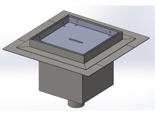 Talni sifon inox ZA VGRADNJO KERAMIKE, dimenzij 200mm x 200mm x 176mm Ø50mm vertikalno POHODEN s PRIROBNICO za HIDROIZOLACIJO