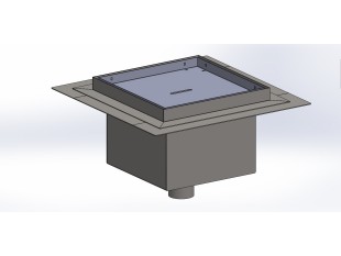Talni sifon inox ZA VGRADNJO KERAMIKE, dimenzij 250mm x 250mm x 176mm Ø50mm vertikalno POHODEN s PRIROBNICO za HIDROIZOLACIJO