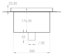 Talni sifon inox ZA VGRADNJO KERAMIKE, dimenzij 300mm x 300mm x 176mm Ø50mm vertikal POHODEN s PRIROBNICO za HIDROIZOLACIJO