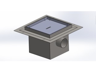Talni sifon inox ZA VGRADNJO KERAMIKE, dimenzij 250mm x 250mm x 213mm Ø75mm horizontal POHODEN s PRIROBNICO za HIDROIZOLACIJO