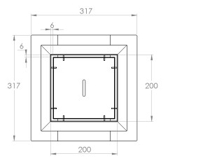 Talni sifon inox ZA VGRADNJO KERAMIKE, dimenzij 200mm x 200mm x 213mm Ø75mm horizontalno POHODEN s PRIROBNICO za HIDROIZOLACIJO