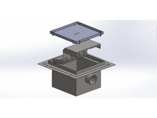 Talni sifon inox ZA VGRADNJO KERAMIKE, dimenzij 300mm x 300mm x 213mm Ø75mm horizontal POHODEN s PRIROBNICO za HIDROIZOLACIJO