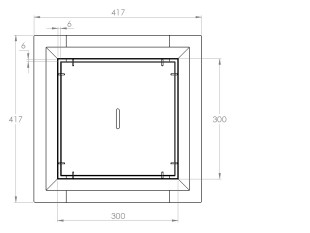 Talni sifon inox ZA VGRADNJO KERAMIKE, dimenzij 300mm x 300mm x 213mm Ø75mm horizontal POHODEN s PRIROBNICO za HIDROIZOLACIJO