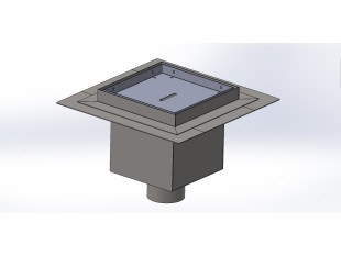 Talni sifon inox ZA VGRADNJO KERAMIKE, dimenzij 200mm x 200mm x 176mm Ø75mm vertikalno POHODEN s PRIROBNICO za HIDROIZOLACIJO