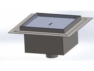 Talni sifon inox ZA VGRADNJO KERAMIKE, dimenzij 300mm x 300mm x 176mm Ø75mm vertikalno POHODEN s PRIROBNICO za HIDROIZOLACIJO