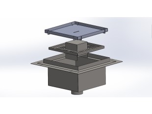 Talni sifon inox ZA VGRADNJO KERAMIKE, dimenzij 300mm x 300mm x 176mm Ø75mm vertikalno POHODEN s PRIROBNICO za HIDROIZOLACIJO