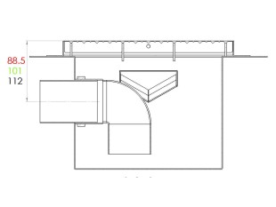 Inox podolgovat talni odtok s koritom na rego-režo in čistilnim revizijskim sifonom dim: 25 x 2000 mm