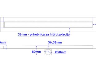 Kanaleta za tuš INOX gravirana dim. 600(d)x60(š)x80(v)mm