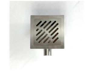 Talni sifon komplet s čelno ploščo debeline 5mm s PERFORIRANIM VZORCEM (AVTOPOVOZNO) 250x250x150mm INOX Ø75mm horizontalno