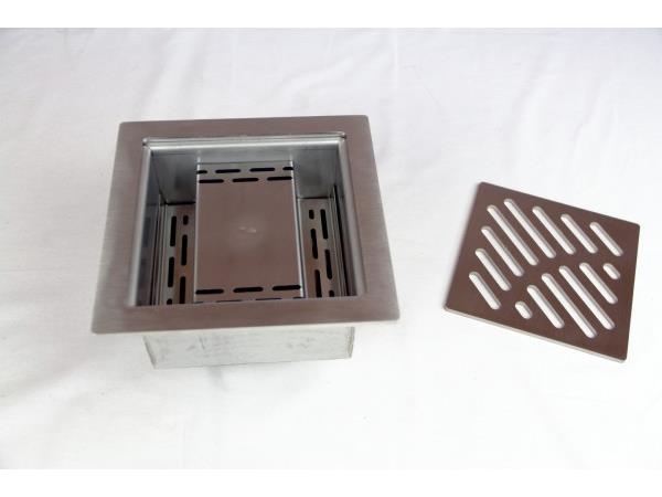 Podni sifon komplet s PERFORIRANIM UZORKOM 250x250x93mm INOKS Ø50mm okomito