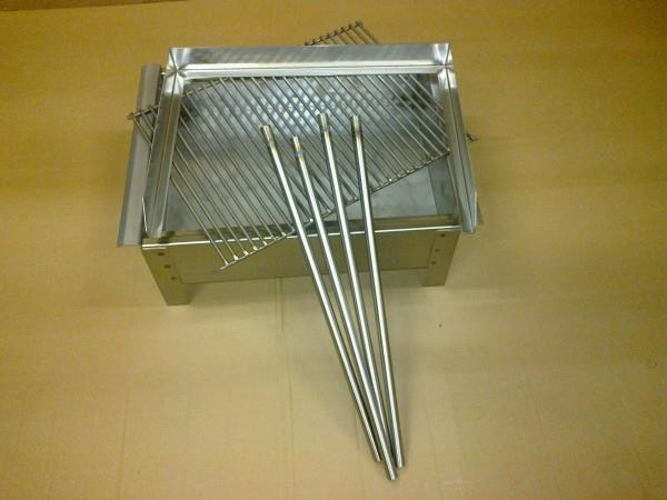 INOX ŽAR dimenzij 580 x 400 x 240mm z nogami in skupno višino 700mm