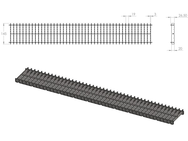 Inoks podna rešetka s koritom i sifonom, dimenzija 150mm x 2000mm x Ø50mm / Ø75mm vodoravno / okomito POGODNA ZA PRELAZAK VOZILOM PROTUKLIZNA