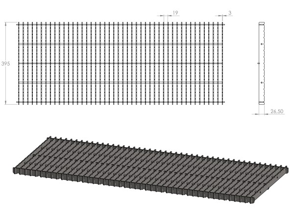 Griglia a pavimento inox con vasca e sifone, dimensioni 150mm x 500mm - 3000mm x Ø50mm / Ø75mm orizzontale/verticale CARRABILE ANTISCIVOLO con FLANGIA per IMPERMEABILIZZAZIONE