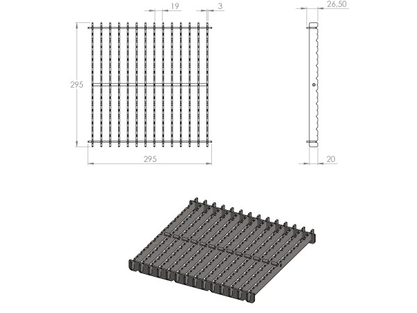 Sifone a pavimento con griglia, 300mm x 300mm x 176mm Ø50mm verticale, CARRABILE ANTISCIVOLO con FLANGIA per IMPERMEABILIZZAZIONE