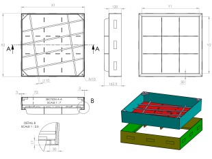 OLJNI JAŠEK - POKROV  z ojačanim dnom in jekleno armaturo 300 X 300 X 120mm INOX