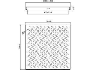 POKLOPAC METALNI VRUĆE CINČANI 1000mm X 1000mm X 45mm