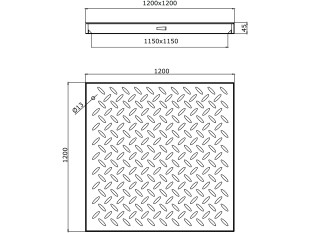 POKLOPAC METALNI VRUĆE CINČANI 1200mm X 1200mm X 45mm