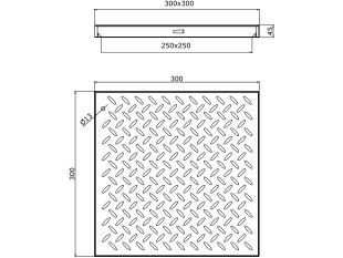 Pokrov VGRADNI v tlak, raven z višino tlaka 300x300x45mm cinkan