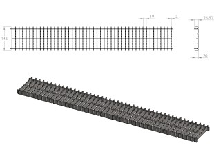 Griglia a pavimento inox con vasca e sifone, dimensioni 150mm x 500mm - 3000mm x Ø50mm / Ø75mm orizzontale/verticale CARRABILE ANTISCIVOLO con FLANGIA per IMPERMEABILIZZAZIONE