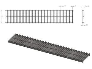 Inoks podna rešetka s koritom i sifonom, dimenzija 200mm x 1000mm x Ø50mm / Ø75mm/Ø110mm vodoravno / okomito POGODNA ZA PRELAZAK VOZILOM PROTUKLIZNA