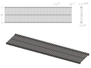 Griglia a pavimento inox con vasca e sifone, dimensioni 250mm x 500mm - 3000mm x Ø50mm / Ø75mm / Ø110m orizzontale/verticale CARRABILE ANTISCIVOLO