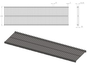 Griglia a pavimento inox con vasca e sifone, dimensioni 300mm x 500mm - 3000mm x Ø50mm / Ø75mm / Ø110m orizzontale/verticale CARRABILE ANTISCIVOLO