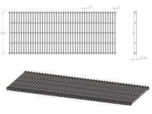 Inoks podna rešetka s koritom i sifonom, dimenzija 400mm x 2500mm x Ø50mm / Ø75mm/Ø110mm vodoravno / okomito POGODNA ZA PRELAZAK VOZILOM PROTUKLIZNA