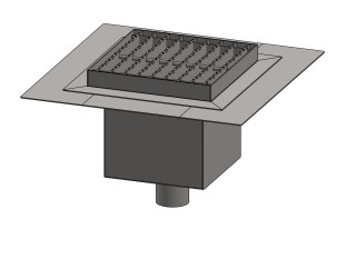 Sifone a pavimento con griglia, 200mm x 200mm x 176mm Ø50mm verticale, CARRABILE ANTISCIVOLO con FLANGIA per IMPERMEABILIZZAZIONE