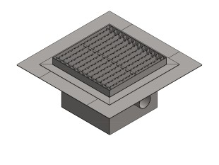 Inox talni sifon Z REŠETKO, dimenzij 250mm x 250mm x 188mm Ø50mm horizontalno POVOZEN PROTIZDRSEN s PRIROBNICO za HIDROIZOLACIJO