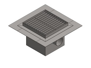 Sifone a pavimento con griglia, 250mm x 250mm x 213mm Ø75mm orizzontale, CARRABILE ANTISCIVOLO con FLANGIA per IMPERMEABILIZZAZIONE